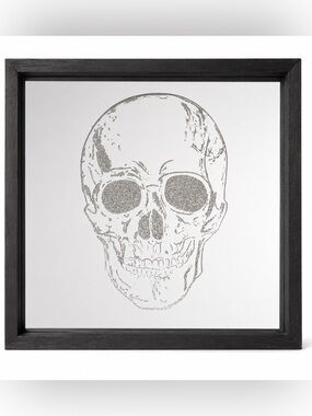 Framed Glitter Light-Up Skull Wall Art